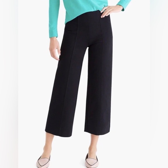 J. Crew Pants - J. Crew Ponte Knit Wide Leg Crop Pants Size 8 Black